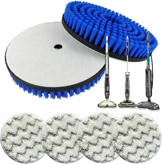 6Pcs 3897A Mop Brush Pad Replacement for Bissell Spinwave Steam Mop 20393、20399、23159、23157、3897A、 2124、3712 Professional Cleaning and Polishing for Deep Cleaning Hard Floors (2Brush+4Disposable Pad)