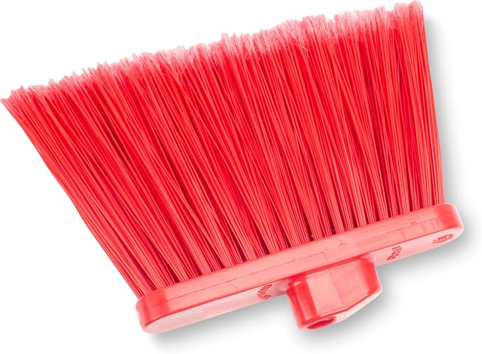 SPARTA 41082EC05 Plastic Color Coded Broom, Flagged Bristles, Long Broom With Angled Head For Large Debris, 56 Inches, Red