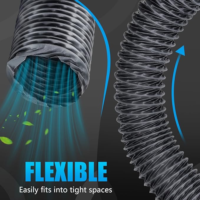 4 Inch Dryer Vent hose, 6FT Flexible Nylon Ducting – Fire-Resistant – Withstands −22°F to 248°F & Tear-Proof Venting Hose, Upgraded Fire-Resistant Hose for HVAC, Greenhouse(Length 6.5FT)