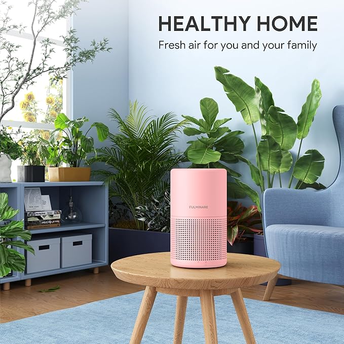 FULMINARE Air Purifiers for Bedroom Air Filter, Quiet Air Cleaner With Night Light, Portable Small Air Purifier for Home, Office, Living Room