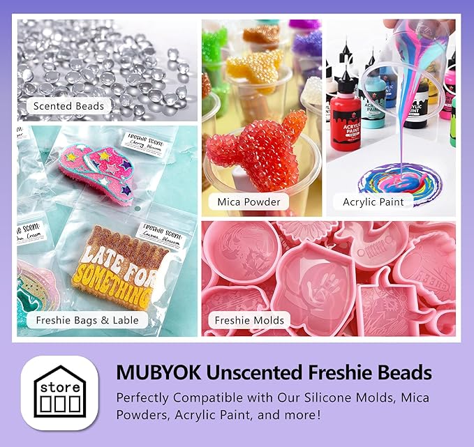 MUBYOK 10lb Premium Unscented Aroma Beads for DIY Car Freshies Eva Beads Bulk Supplies