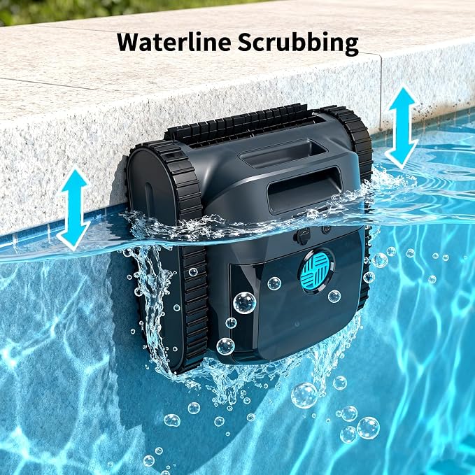 Cordless Robotic Pool Vacuum Cleaner, Intelligent Route Planning, Wall & Waterline Climbing, 120-Min Runtime, for Above Ground/Inground Pools, APP Support,Blue and Black
