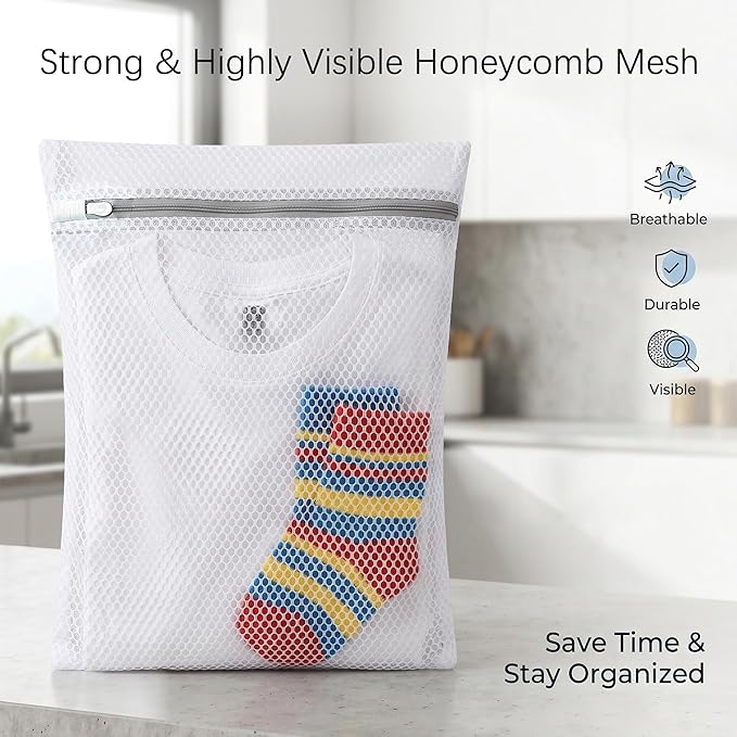 Mesh Laundry Bags for Delicates - 12x16/16x20/24x24 Inches Washing Bags for Bras, Lingerie, Socks, Baby Clothes, 3 sizes 30 Pack