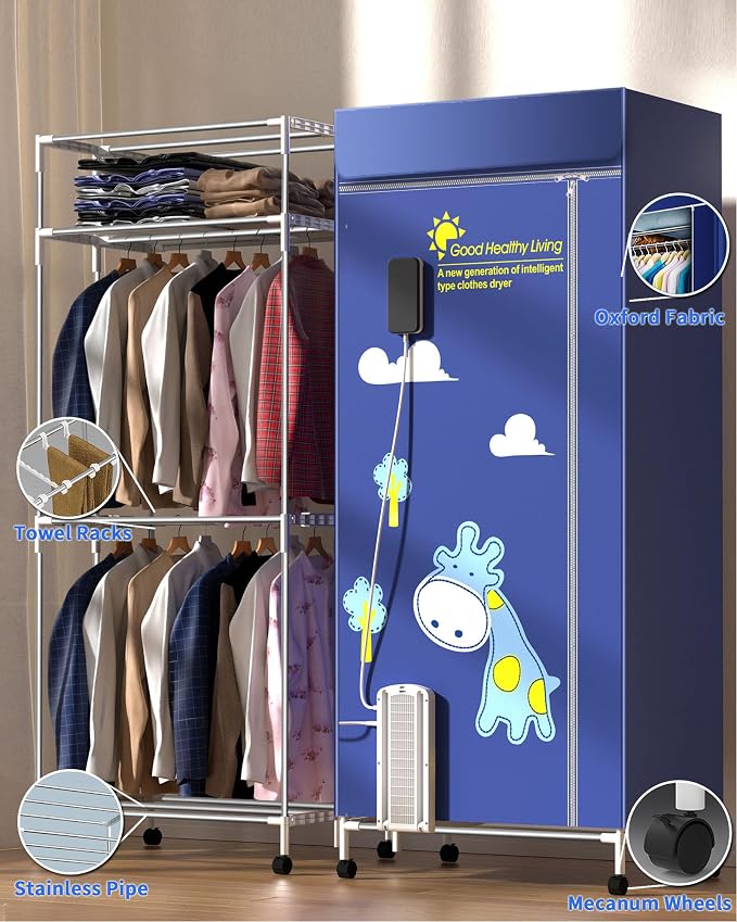 Portable Clothes Dryer, 110V -1600W Clothes Dryer, 67Inch -3 Tier Foldable Clothes Dryers Rack, Energy Saving Portable Dryer for Apartment, Indoor, Travel, RV