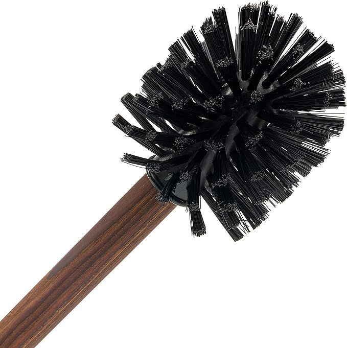 Redecker Toilet Brush and Replacement Head Set, Oiled Thermowood Handle, Nylon Bristles, Made in Germany