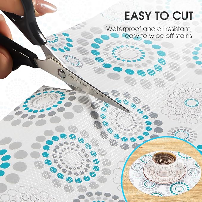 Drawer and Shelf Liner, Non-Slip Kitchen Cabinet Liners Non-Adhesive Thick Strong Grip Waterproof Washable Mats Protect Dresser Shelves Cupboard Bathroom Cabinets, Spiral, 12 in X 30 FT
