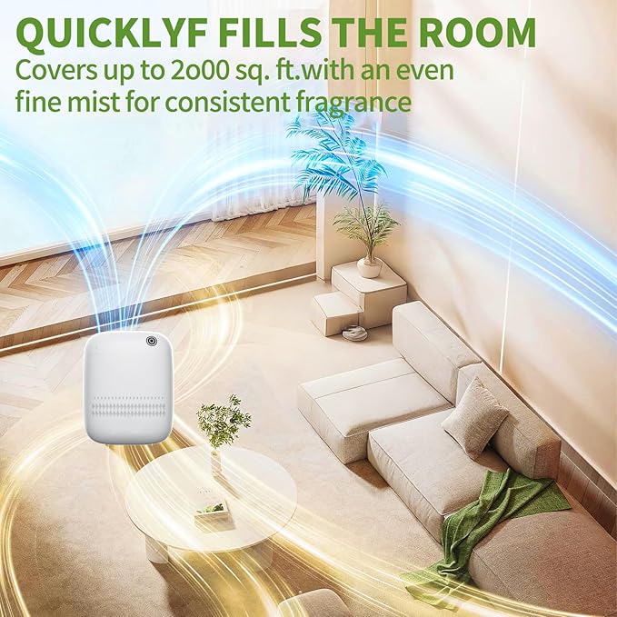 Waterless Essential Oil Diffuser for Home Large Room & Commercial Use, Covers Up to 2000 sq ft, Scent Diffuser 400ML, DC-12V/1A Power Adapter, Scent Air Machine for Spa, Office