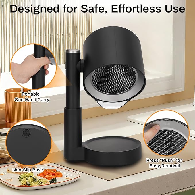 Portable Range Hood, 2026 Upgraded Desktop Exhaust Fan with 3 Filter System, Countertop Range Hood 3-Speed, Angle-adjust, Low Noise, Detachable Filter & Oil Collector, Washable, for BBQ, Hot Pot, RV