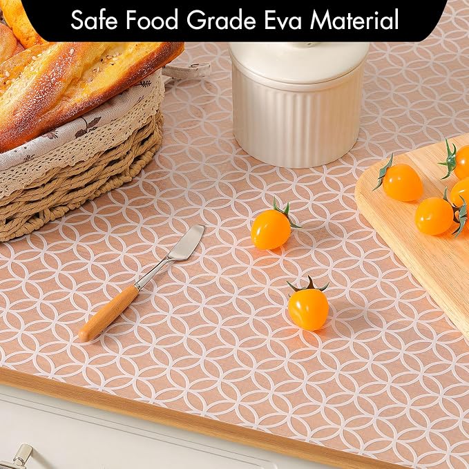 Cooyes Shelf and Drawer Liner for Kitchen Cabinets – Non-Adhesive, Waterproof, Non-Slip Cabinet Liners for Scratch Protection, Desk, Refrigerator, Shelves, Drawers with Modern Pattern