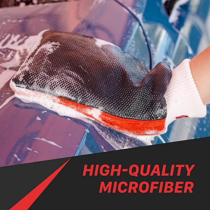 Maxshine Universal Red Clay Washing Mitt for Car Detailing – Microfiber Mitt Removes Contaminants from Paint, Glass, Chrome & Plastic – Clay Bar Alternative for Smooth, Clean Finish