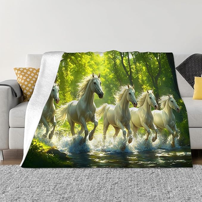 Tijuboni Horses Throw Blanket Horse Gifts for Girls Boys Women Men Kids Adults Soft Flannel Fleece Blanket for Couch Sofa Bed Home Decor 40"x50"