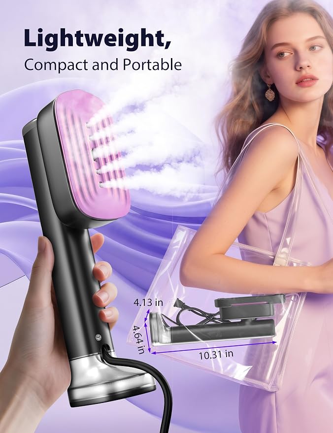 Travel Steamer for Clothes with 180 ml Water Tanks,15s Fast Heat-up,24 g/min Strong Steam Performance, Portable Garment Steamer with Touch Control, Steam Iron(Gray Gold)