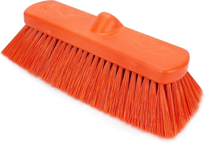 SPARTA 41278EC24 Flo-Thru Plastic Wall Scrub Brush, Equipment Brush With Soft Nylex Bristles For Industrial Kitchens, Hospitals, Commercial Cleaning, 4 Inches, Orange