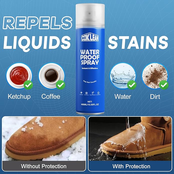 15.55 OZ Shoe Waterproof Spray, Rain & Stain Nano Repellent for Suede, Sneaker, Canvas, Fabric Shoe Protector Spray