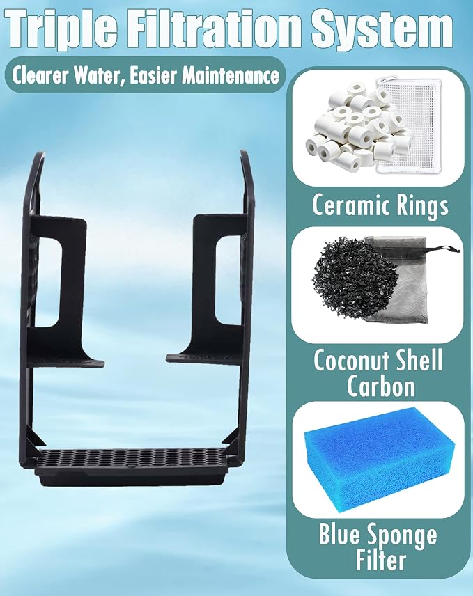 4-Set Complete 3-Stage Filter Media Kit Replacement for Fluval AC50/Aquaclear 50 Power Filter – Includes Foam, Biomax & Carbon for Freshwater & Saltwater Aquariums & Fish Tanks