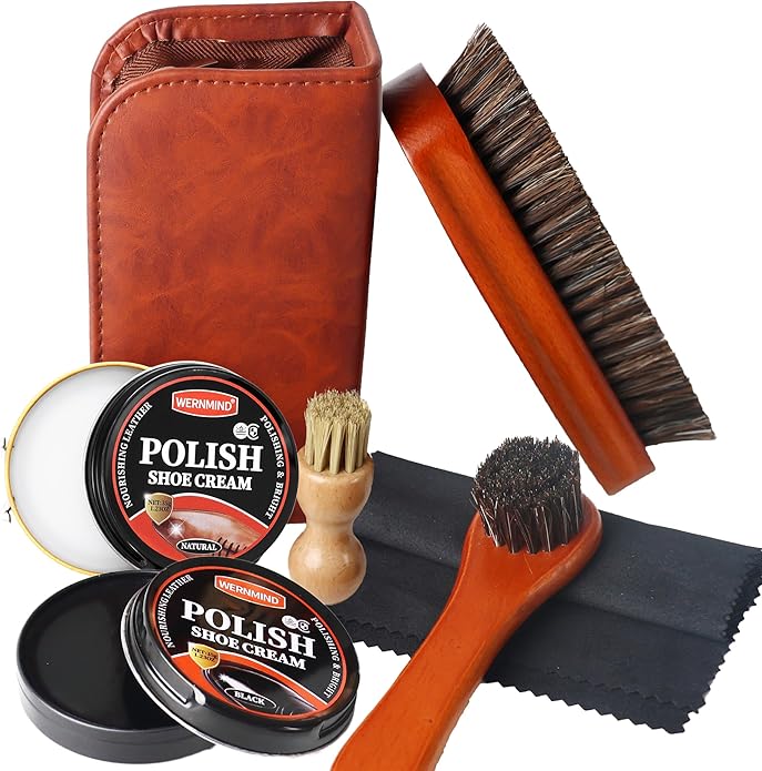 Black Brown Shoe Polish Kit Saddle Soap Mink Oil Leather Boot Shoe Shine Kit Conditioner Cream Wax Care Clearner Set