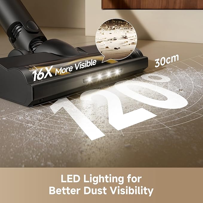 DREAME R10S Cordless Stick Vacuum with 180° Bendable Rod, Reaches Deep Under Beds & Furniture, 25000Pa Powerful Suction, Up to 45-Minute Runtime, LED Headlight, for Hard Floors & Carpet