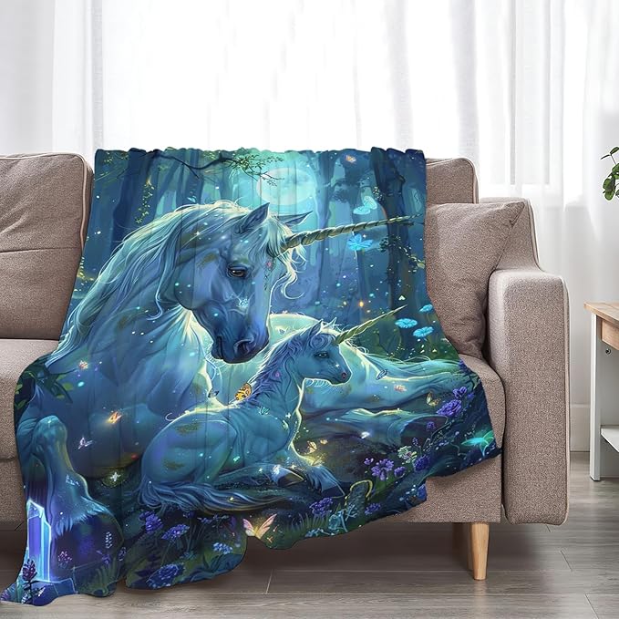 Tijuboni Unicorn Throw Blanket Unicorn Gifts for Girls Women Boys Men Kids Adults Soft Flannel Fleece Blanket for Couch Sofa Bed Home Decor 60"x80"