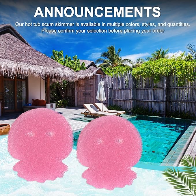 M METERXITY 40-Pack Hot Tub Scum Absorber, 10x10 Cm/3.9x3.9 Inch Sponge Jellyfish Pattern Scum Balls for Spa, Bathtub and Swimming Pool to Soak Up Oils Bathtub Accessories [Pink]