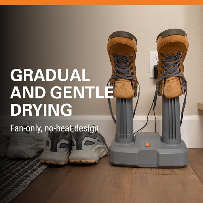 DryGuy Footwear Dryer – No-Heat, Fan-Driven Shoe Dryer for Hiking, Cleats, and Dress Shoes | Gentle Airflow | Compact, Quiet Design with 2 Universal Drying Ports and 6-Foot Power Cord