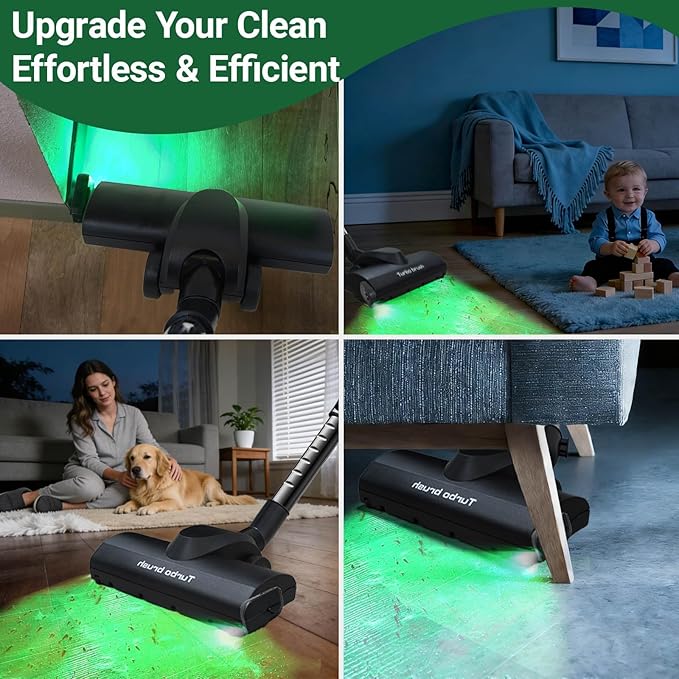 EZ SPARES Dust Display LED Vacuum Brush,Replacement for Universal Vacuum Cleaner,Turbo Floor Brush Head 1 1/4",Longer Wiper Hardwood Flooring Big Wheel Cleaner Brush for Most Brand(Update)