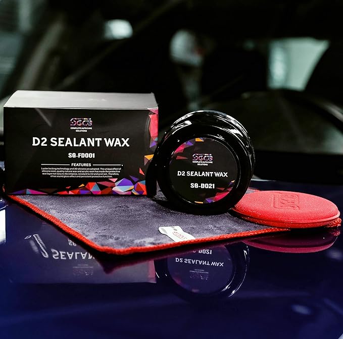 SGCB Pro Auto Care Synthetic D2 Sealant Wax Kit of 4, Brazilian Carnauba Cleaner Wax Paste, Resin Enriched Natural Hard Wax, Wax Waterproof Detailing Protection Used to resist surface contaminants