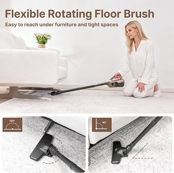 Shop-Vac S4 20V Handheld Vacuum Cordless with Brushless Motor, Rotating Floor Brush, Powerful 18000 Pa Suction Portable Vacuum for Car, Floor & Carpet, Wall-Mounted, LED, Lightweight, Champagne Gold