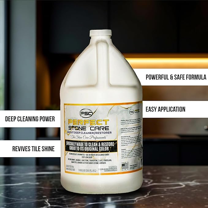 PSC Grout Cleaner and Restorer for Tile Refill, Granite, Marble, and Porcelain, Deep Tile Cleaner, Safe Ingredients, Effective Formula - 128 oz
