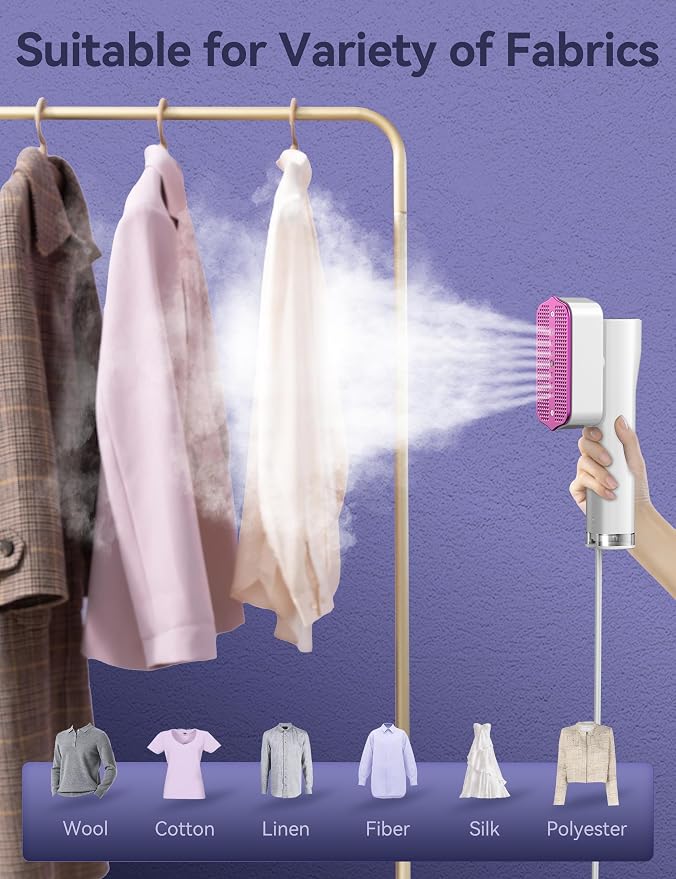 Sundu Steamer for Clothes,1200W Portable Travel Steamer&Iron 180ml Pearl | Compact 15s heat-up, 180ml tank, 35min powerful steam, 4 Modes , includes gloves,Quick wrinkle removal for travel & home.