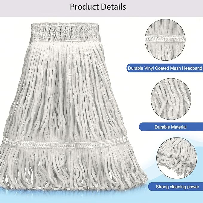 10 PCS 27.6 Inch Commercial Mop Head Refills – Heavy Duty Cotton Replacements for Industrial and Residential Floor Cleaning (White)