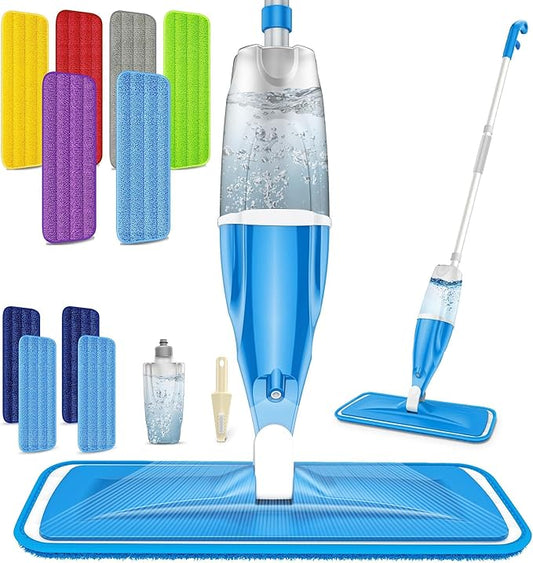 Microfiber Spray Floor Mops with 10 Mop Pads for Floors Cleaning
