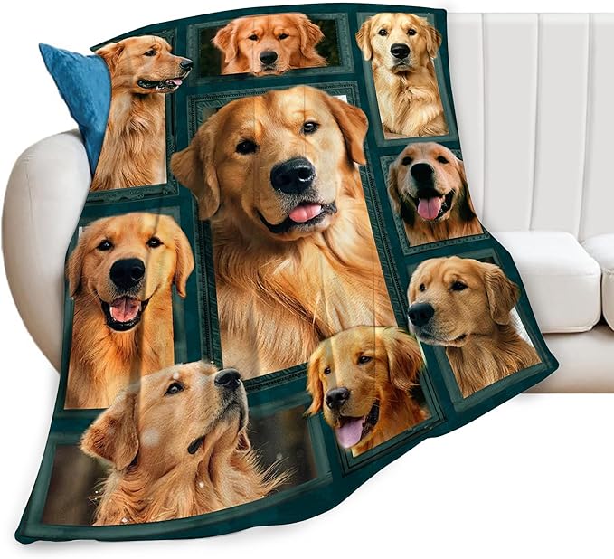 Golden Retriever Blanket Gifts and Decor - Cute Dog Throw for Girls, Women, Kids, Adults - Soft Warm Cozy Fleece for Couch, Sofa, Bed 60"x50"
