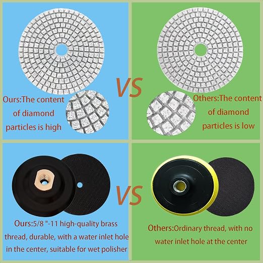 4 Inch Diamond Polishing Pads Marble polishing kit 50-3000 Wet/Dry Set 12 Pieces for Drill Grinder Polisher for Concrete Marble Quartz Stone Countertop Granite polishing refurbishment