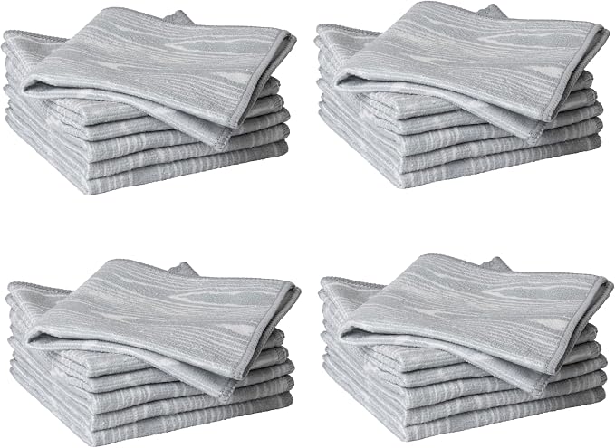 Martha Stewart Microfiber Cleaning Cloths, Ultra-Absorbent, Lint-Free Cleaning Towels for Home & Kitchen, Faux Bois Design, 11 Inches, 24 Count