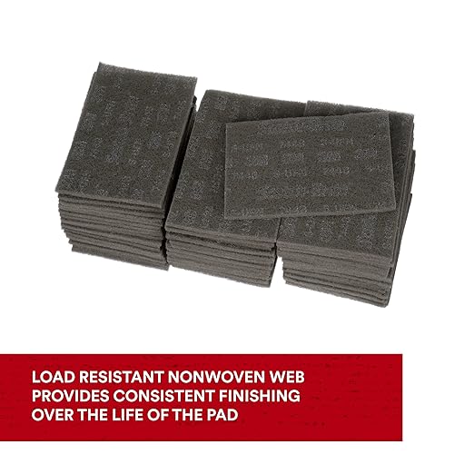 3M Scotch-Brite Ultra Fine Grade 7448B Hand Pad, Case of 60, 6 in x 9 in Hand Pads, Nonwoven Silicon Carbide, Surface Preparation, Scuffing, and Cleaning, Gray
