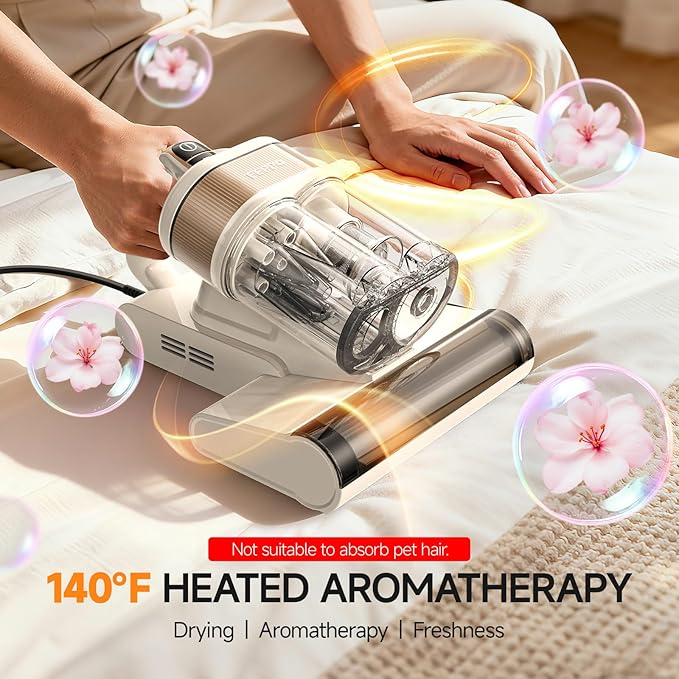 FEPPO 4-in-1 Mattress Vacuum Cleaner PRO, 16KPa Handheld Vacuum with UV-C Light, 40,000 Beats/Min Tapping, 140°F Hot Air, HEPA Filter for Bed, Sofa, Crib (Corded, 550W)