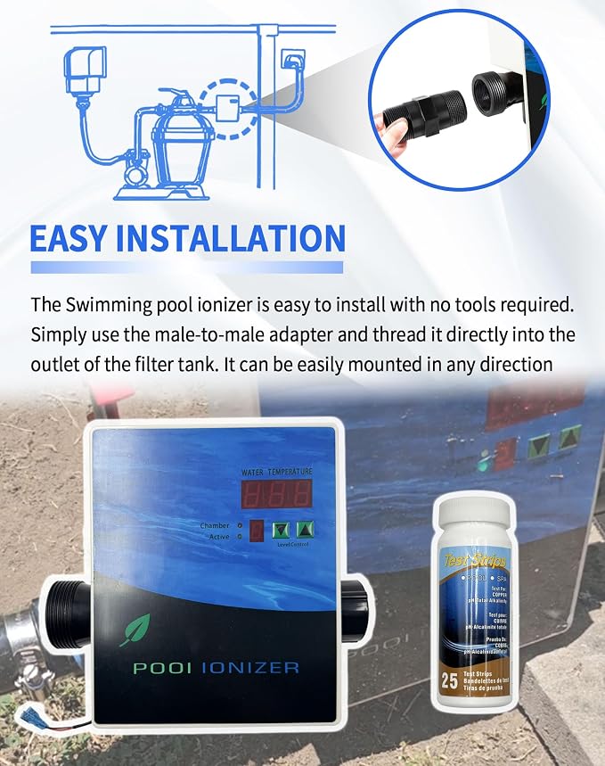 444301 Pool ionizer with Active Level Control, Pool Purifier System Fit for Above-Ground, In-Ground Pool, Saltwater Pool, Hot Tub, Spa Pool, Water Park