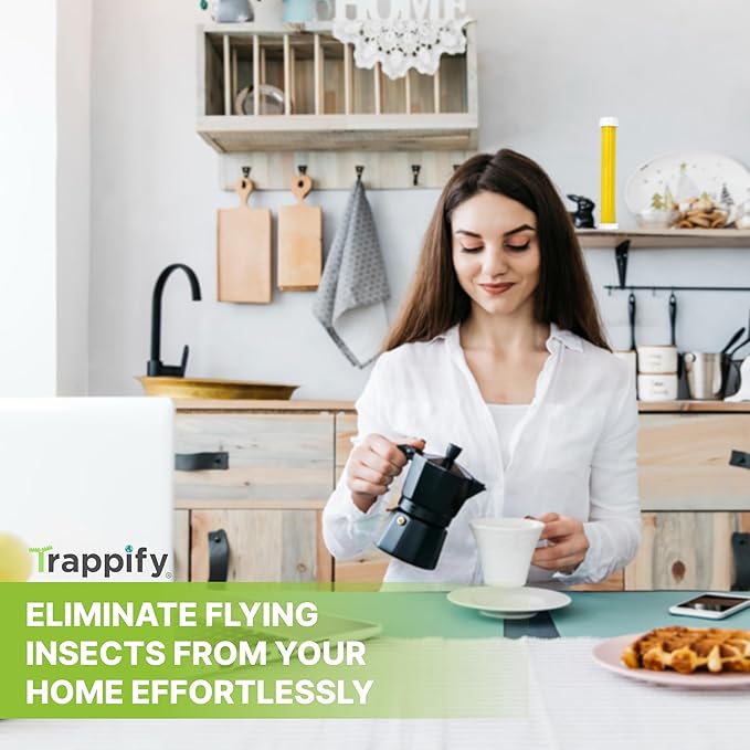 Trappify Hanging Fly Traps Outdoor: Fruit Flies and Flying Insect Trap for Indoor & Outdoor Use I Disposable Sticky Fly Trap Indoor House Pest Control (8 Pack)