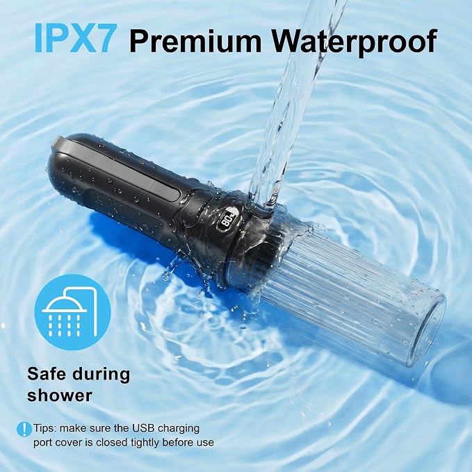 Electric Portable Bidet for Business & Camping, Whisper-Quiet Handheld Sprayer with 3 Pressure Modes, 1600mAh USB-C Rechargeable, IPX7 Waterproof (Black)