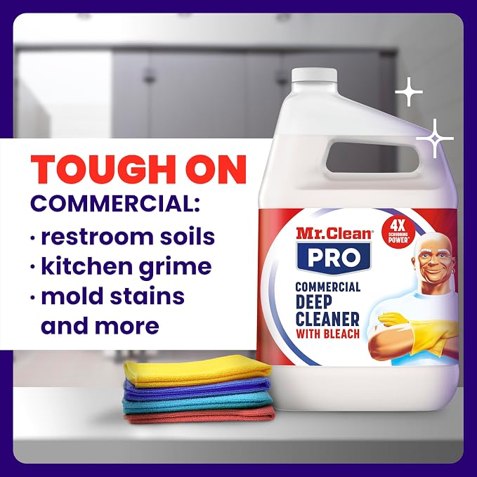 Mr. Clean PRO Deep Cleaner with Bleach for Hard Commercial Surfaces, Bulk Spray Refills, 1 gal (Case of 3)