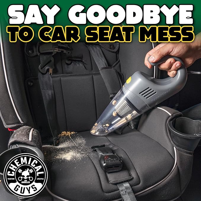 Chemical Guys EQP410CHEM Basic Car Interior Cleaning Kit - DetailVac Handheld Portable Car Vacuum w/ Fabric Clean Carpet & Upholstery Cleaner & Lightning Fast Stain Extractor (Vac + 2-16 oz Chemicals)