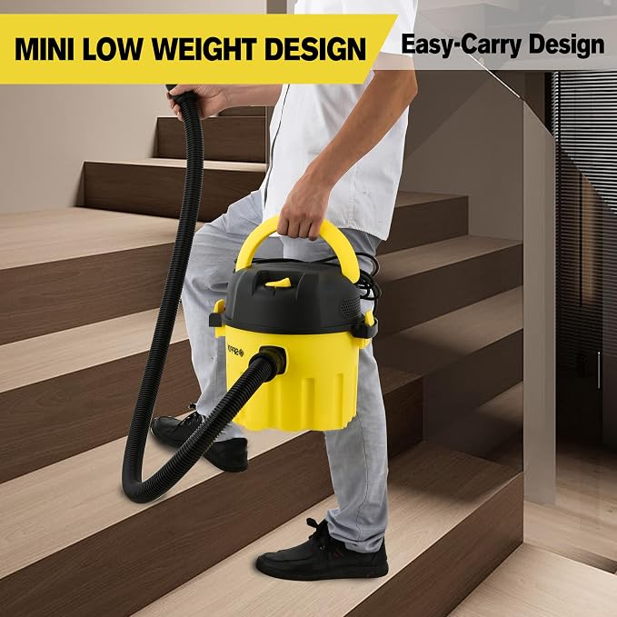 Wet/Dry Vacuum Cleaner, 3-in-1 Portable Workshop Vacuum Cleaner, Lightweight 3-Gallon Wet/Dry Vacuum Cleaner, with Blower Function and Wall-Mount Design, Suitable for All Floor Types.(Low)