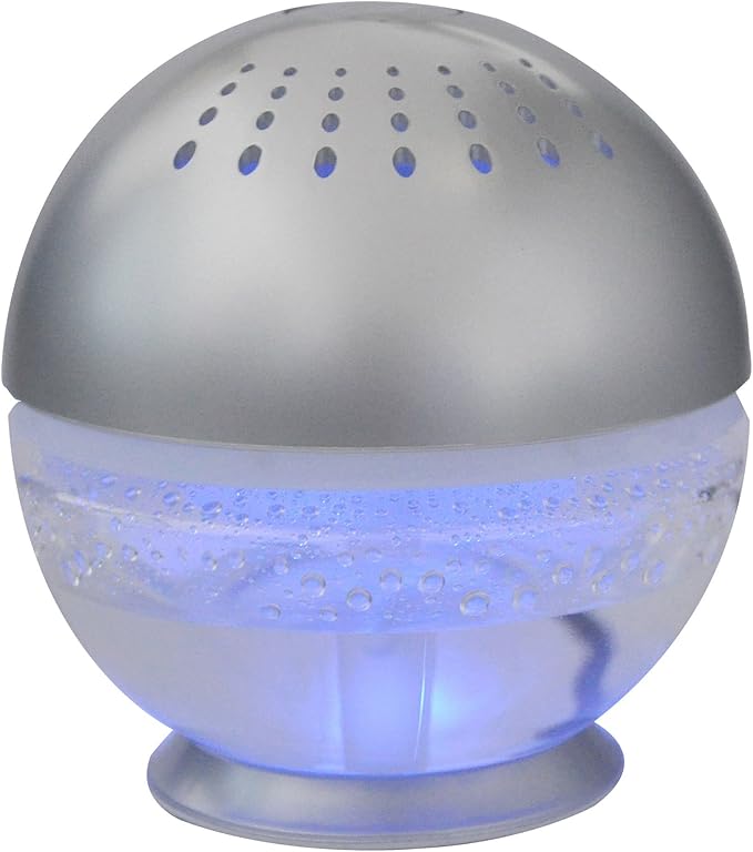 EcoGecko Little Squirt Glowing Water, Air Revitalizer, Air Freshener, Room Aromatizer, Aroma and Essential Oil Diffuser with 10ML Lavender Oil, Silver