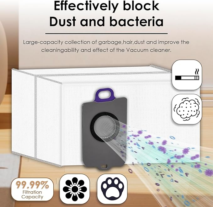 (15 Pack) Freo Z Ultra Replacement Dust Bags compatible with Narwal Flow, Freo Z Ultra Vacuum Cleaner, Disposal Bag Accessories, Freo Z Ultra Robot Vacuum Bags, Filter Bags, Canister Bags