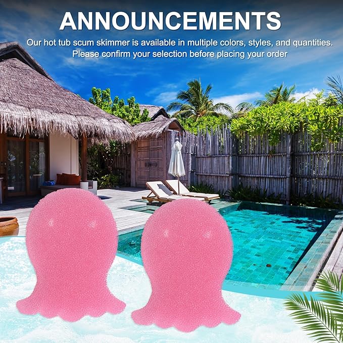 M METERXITY 20-Pack Hot Tub Scum Absorber, 12.5x11.3 Cm/4.9x4.4 Inch Sponge Octopus Pattern Scum Balls for Spa, Bathtub and Swimming Pool to Soak Up Oils Bathtub Accessories [Pink]