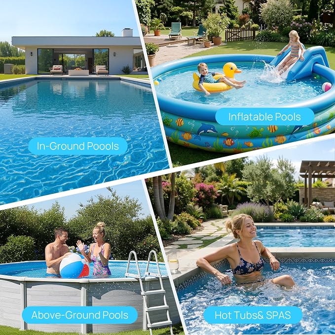 Consciot Upgraded Pool Vacuum for Above Ground & Inground Pool, 75-Min Runtime, 113" (9.4FT) Telescopic Pole, 22 GPM Suction, 2L Capacity, 4 Filters; Ideal for Spa, Hot Tub & Pool Stairs