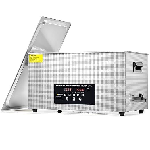CREWORKS 22L Digital Ultrasonic Cleaner with Degas Gentle Modes, 5.8 gal. Ultrasonic Cleaning Machine, 480W Professional Ultrasound Cleaner with 600W Heater & 30 min Timer for Auto Machine Parts Tools
