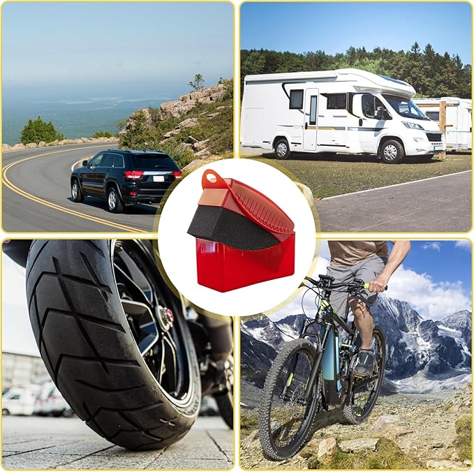 Car Tire Applicator Sponge Set of 2 Supplies Wheel Waxing Pad with Handle Fit for Easy Detailing Ergonomic Designs Reusable Tire Sponge (Black)
