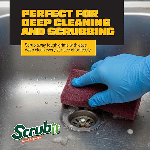 SCRUBIT 6 x 9 in. General Purpose Scuff Pads, Paint Primer Prep Adhesion Scratch Pads, Car & Woodworking Pads for Scuffing, Scouring & Sanding - Maroon (10)
