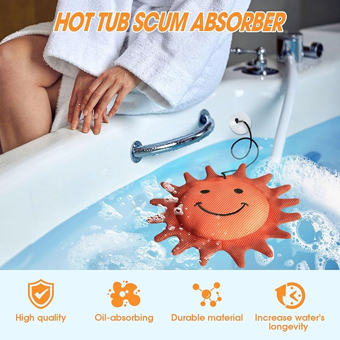 Hot Tub Scum Absorber, Hot Tub Accessories, Spa & Pool Scum Eliminating Balls,Hot Tub Scum Sponge for Hot Tub Oil Absorbing Sponge for Hot Tub Skimmer, Hot Tub Sponge Scum Remover (Sunflower)